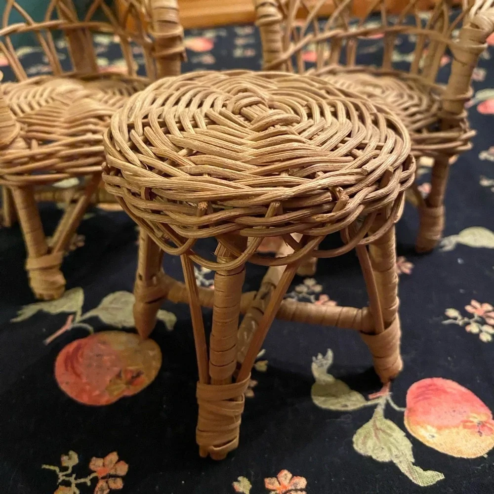 Miniature Wicker Chair and Table Set